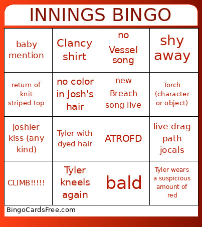 INNINGS Bingo Card