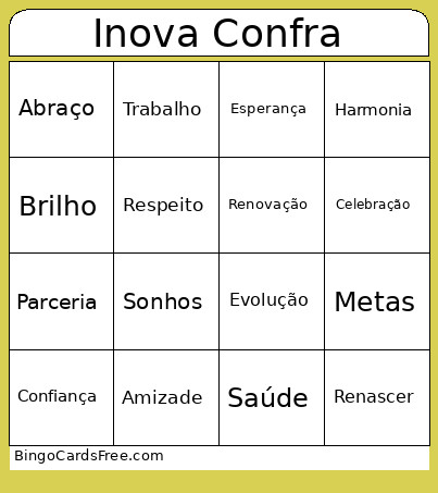 Inova Confra Bingo Card