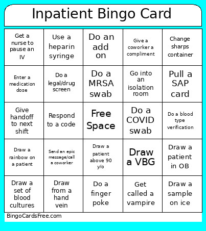 Inpatient Bingo Card