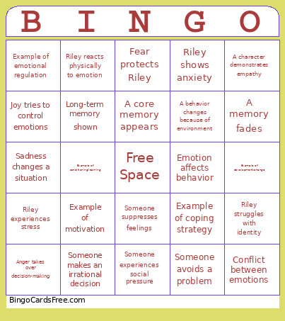 Inside Out Bingo Card