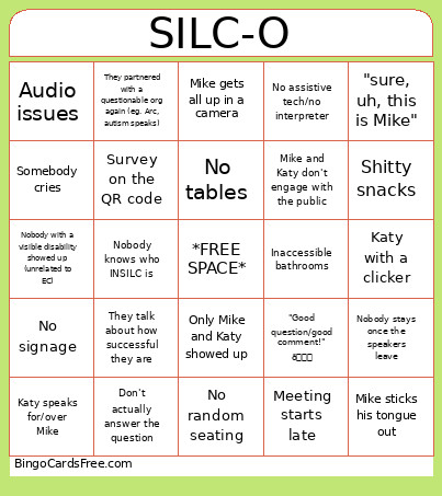 INSILC Town Halls Bingo Card