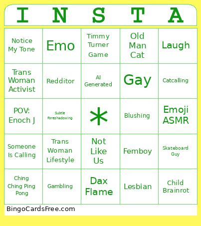 INSTA Bingo Card