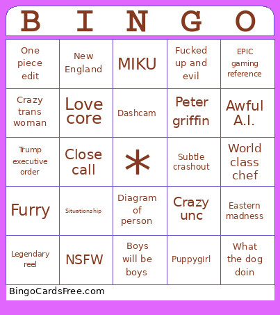 Insta Reels Bingo Card