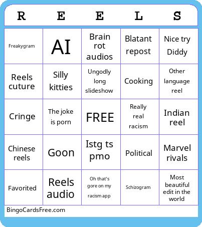 Instagram reels Bingo