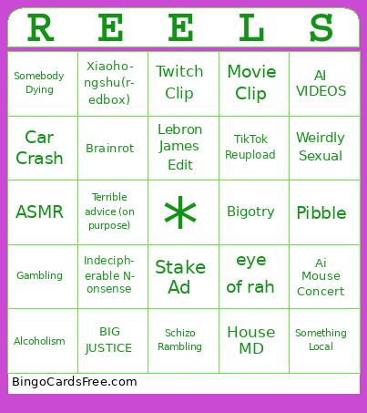 Instagram Reels Bingo Cards Free Pdf Printable Game, Title: REELS