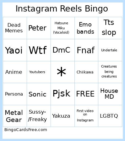 Instagram Reels Bingo