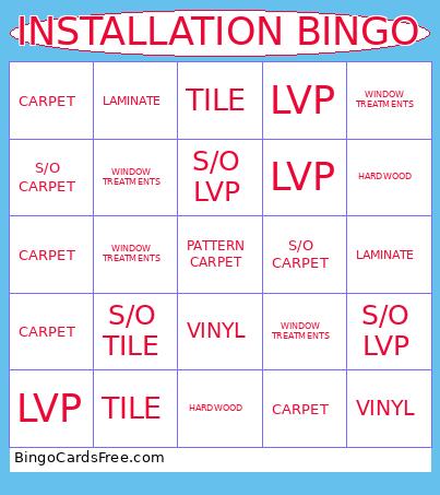 INSTALLATION Bingo Card