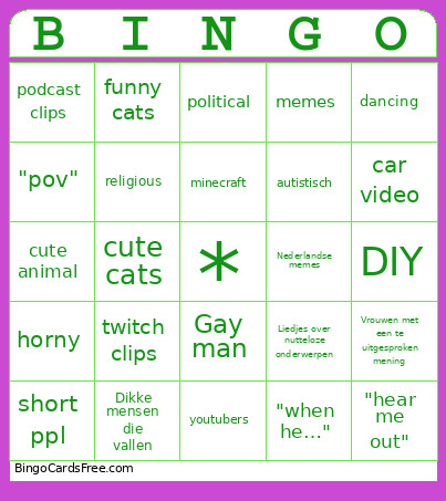 Instareels Bingo Card
