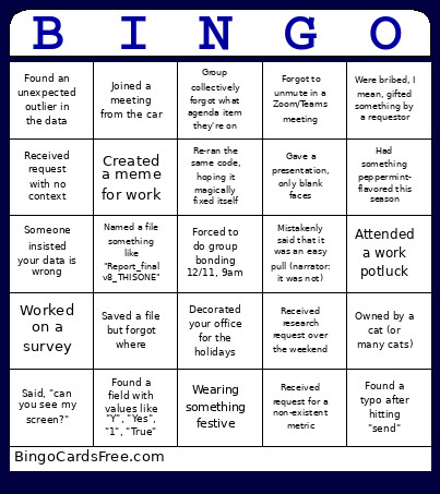 Institutional (in)Effectiveness Bingo Card