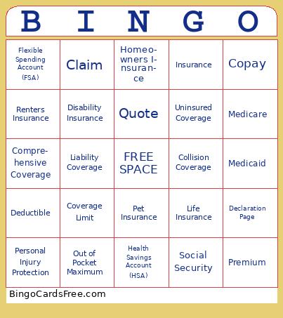 Insurance Bingo!