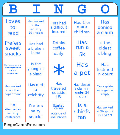 Insurance Professional Bingo Card