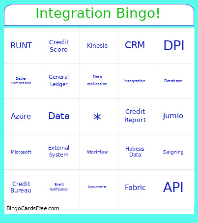 Integration ! Bingo Card