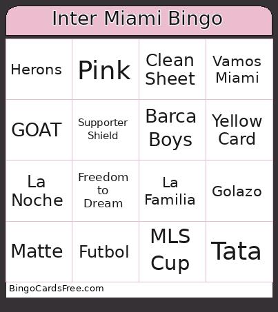 Inter Miami Bingo Card