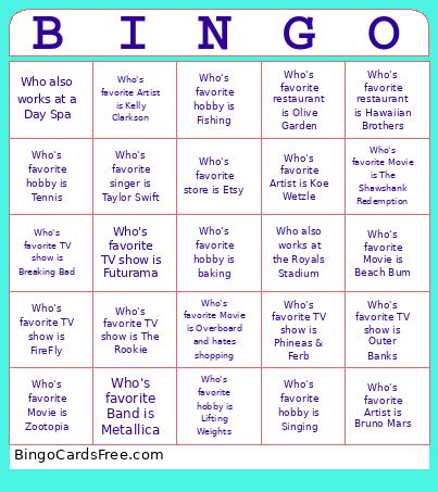 Inter-State Bingo Card