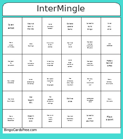InterMingle Bingo Card