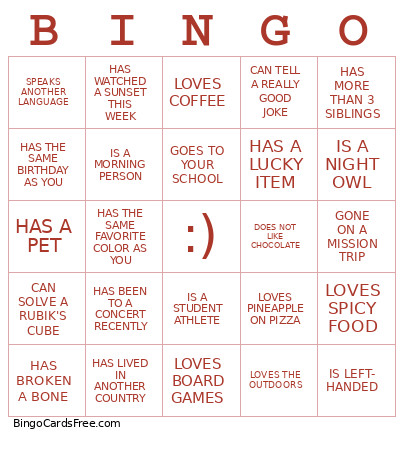 INTERN TIME Bingo Card