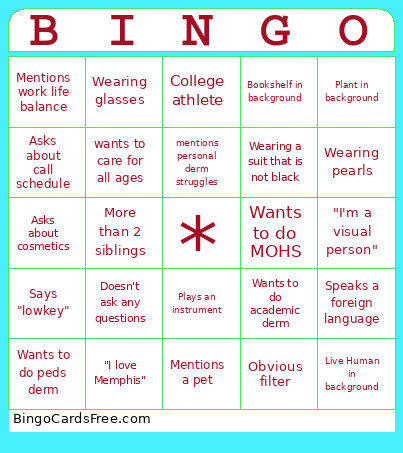 Interview Bingo Card