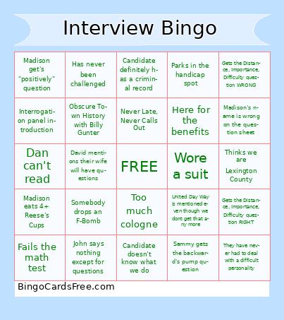 Interview Bingo