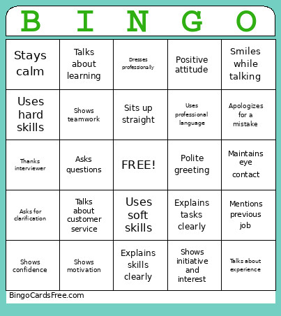 Interview Prep Bingo Card 2