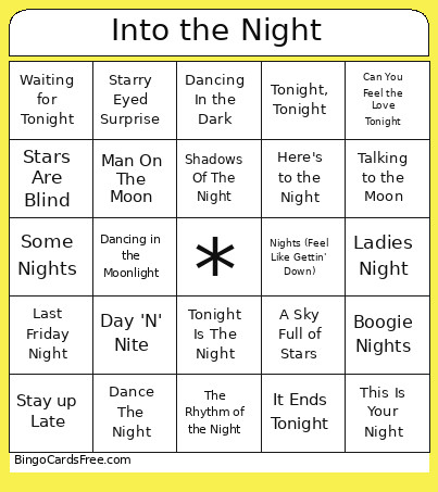Into The Night Bingo Card