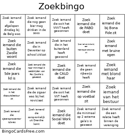 Introkamp Bingo Card