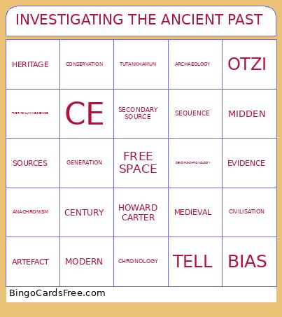 INVESTIGATING THE ANCIENT PAST Bingo