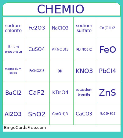 Ionic Compound Review Bingo Card
