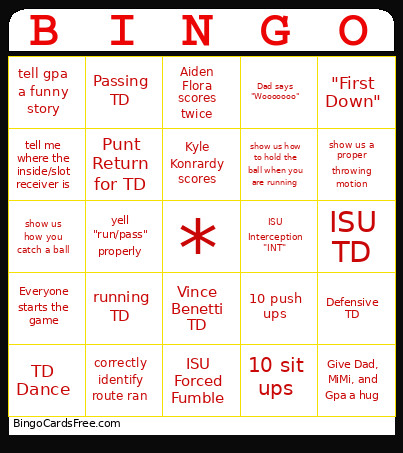 Iowa State Bingo Card