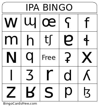 IPA Bingo Card