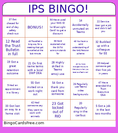 IPS ! Bingo Card
