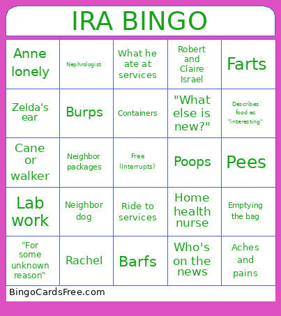 Ira Bingo Card