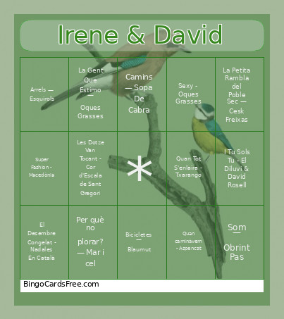 Irene & David Bingo Card