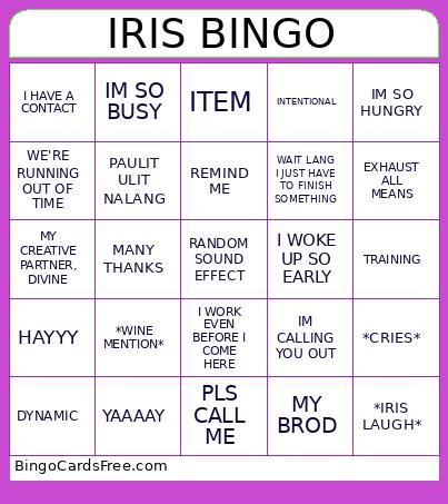 IRIS Bingo Card