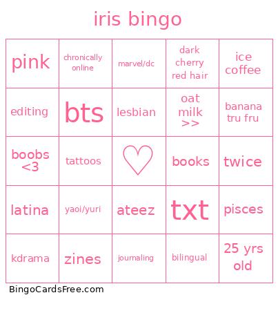 Iris Bingo Card