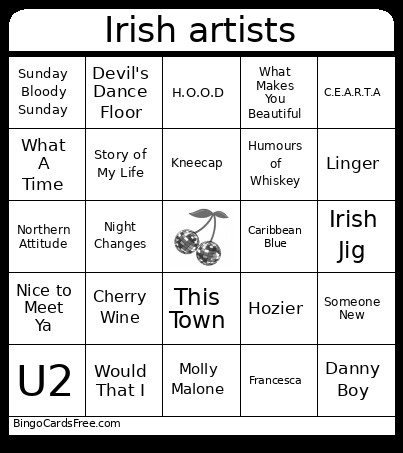 Irish Artists Bingo Card