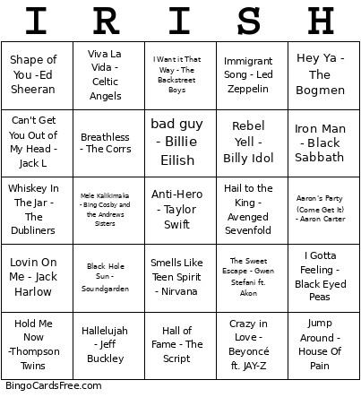 Irish I Was Drinking Bingo Card