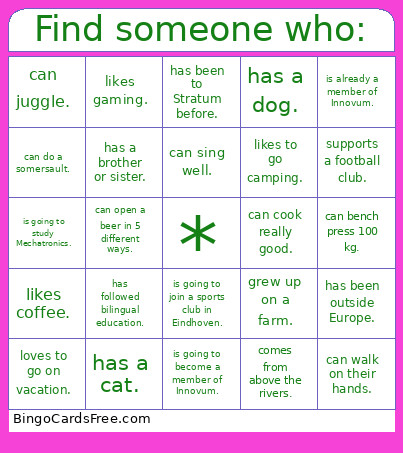 IRL ENG Bingo Card