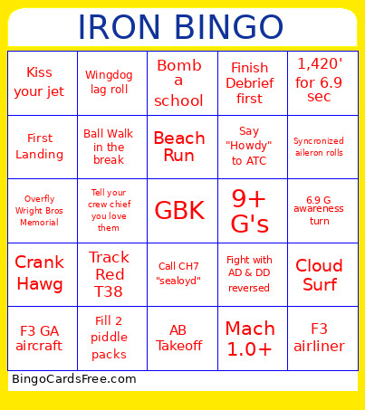 IRON Bingo Card