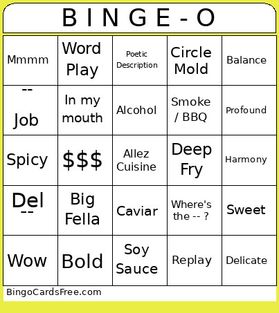 IRON CHEF Allez Cuisine Rev 2.2 Bingo Card
