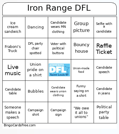 Iron Range DFL Bingo Card