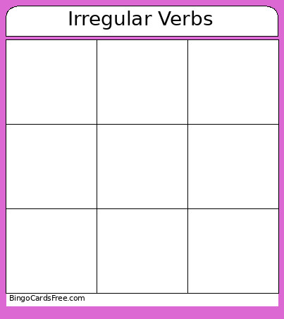 Irregular Verbs Bingo Card
