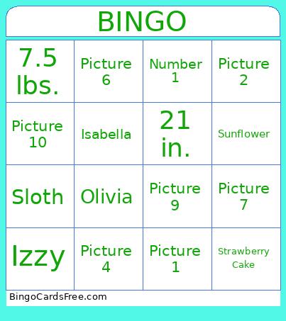 Isabella's 1st birthday Bingo