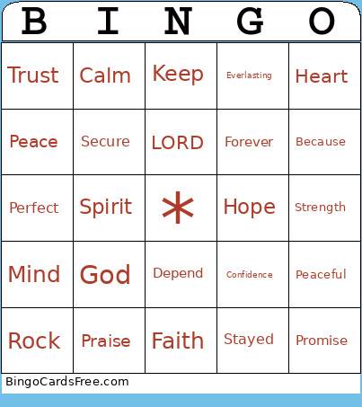 Isaiah 26:3-4 Bingo Card