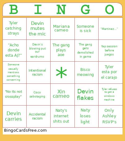 🅱️isco 🅱️oi 🅱️ingo Bingo Card