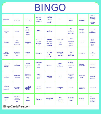 ISEKAI Bingo Card