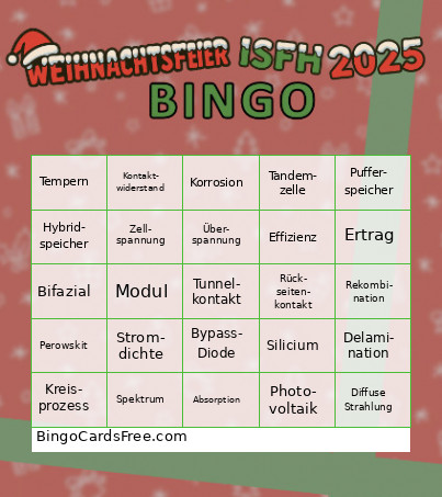 ISFH 2025 Bingo Card 2