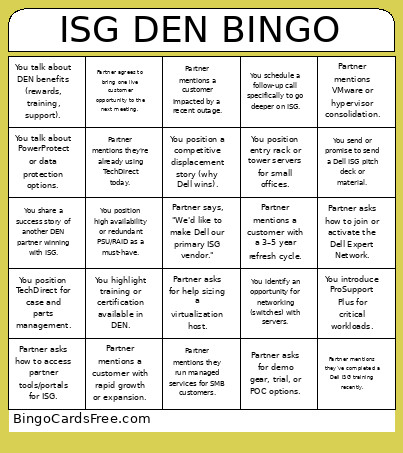 ISG DEN Bingo Card