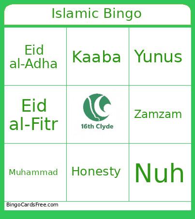 Islamic Bingo Card