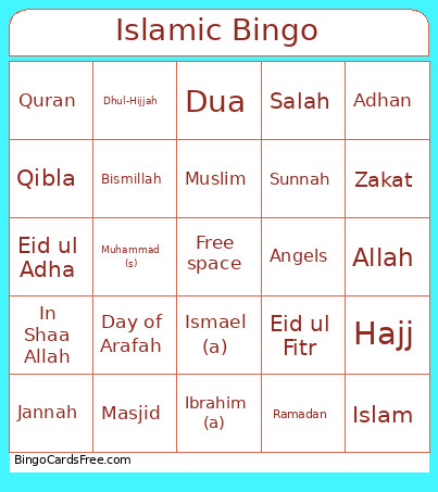 Islamic Bingo Card