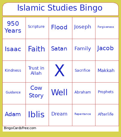 Islamic Studies Bingo Card
